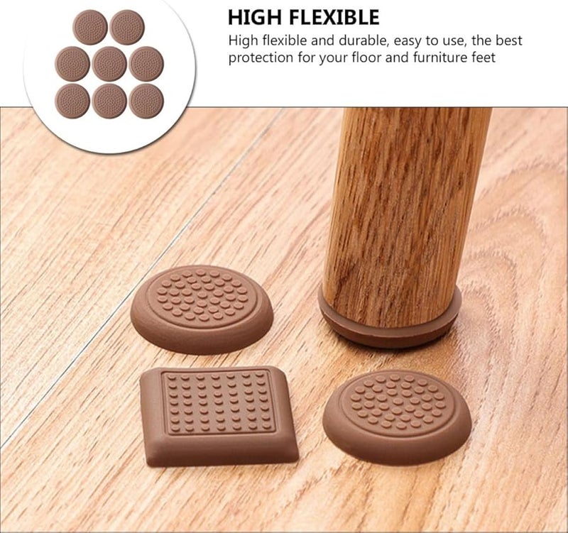 Brown Silicone Furniture Protection Leg Mats 30mm Anti Slip Chair Feet Covers 8pcs Set - Image 5